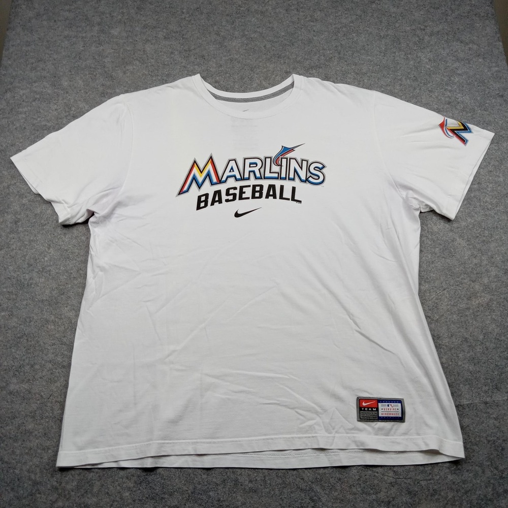 Miami Marlins Shirt Mens 2XL White MLB Baseball Short Sleeve Nike Team Tee